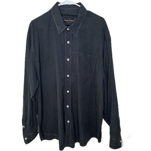 Tommy Bahama Island Crafted Shirt Mens XXL Black Tencel Button Down - Picture 1 of 7